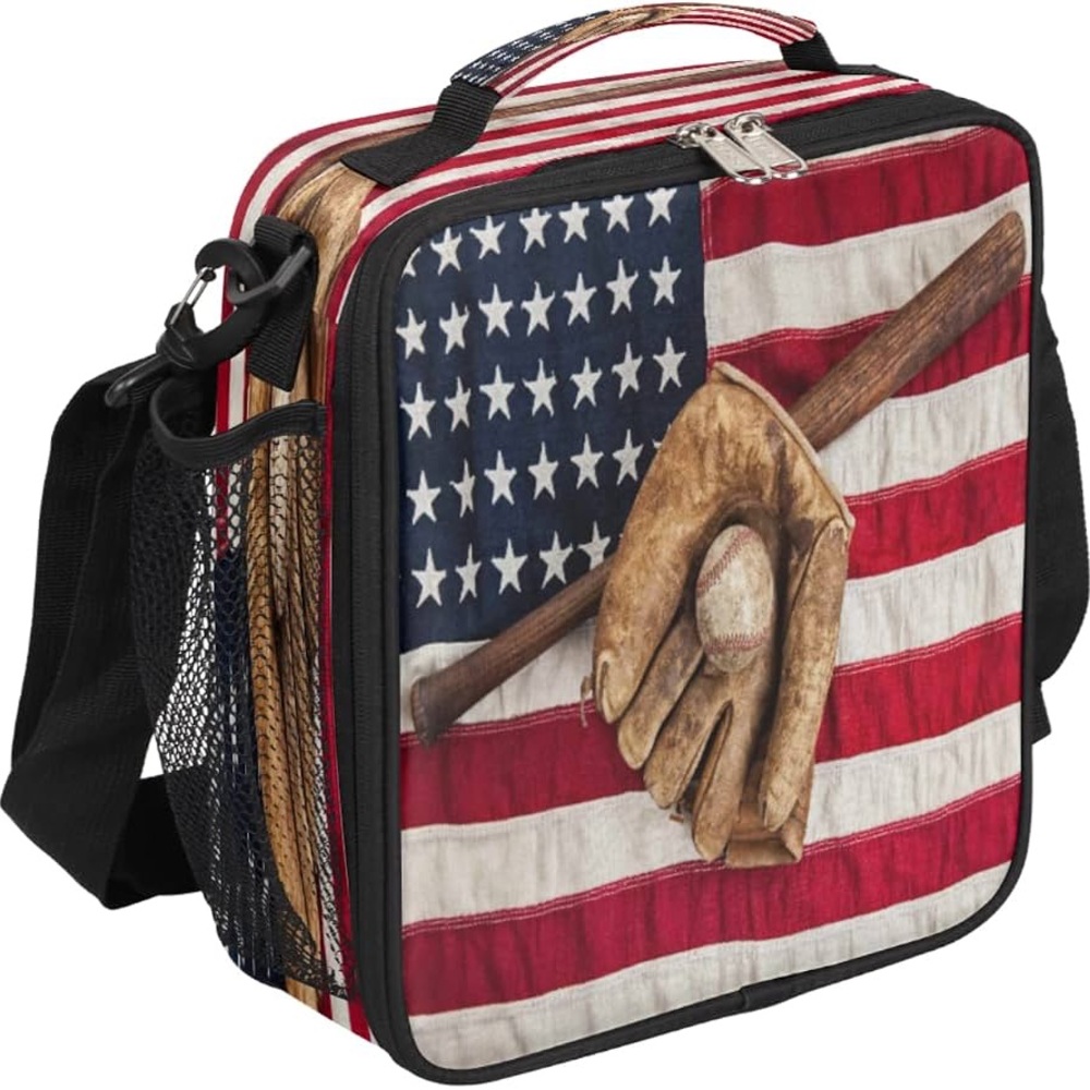 Patriotic Baseball Insulated Lunch Bag - Red, White & Blue